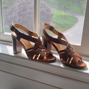 Sézane Estelle Leather Sandals in Camel Size FR 37 / Size US 6.5